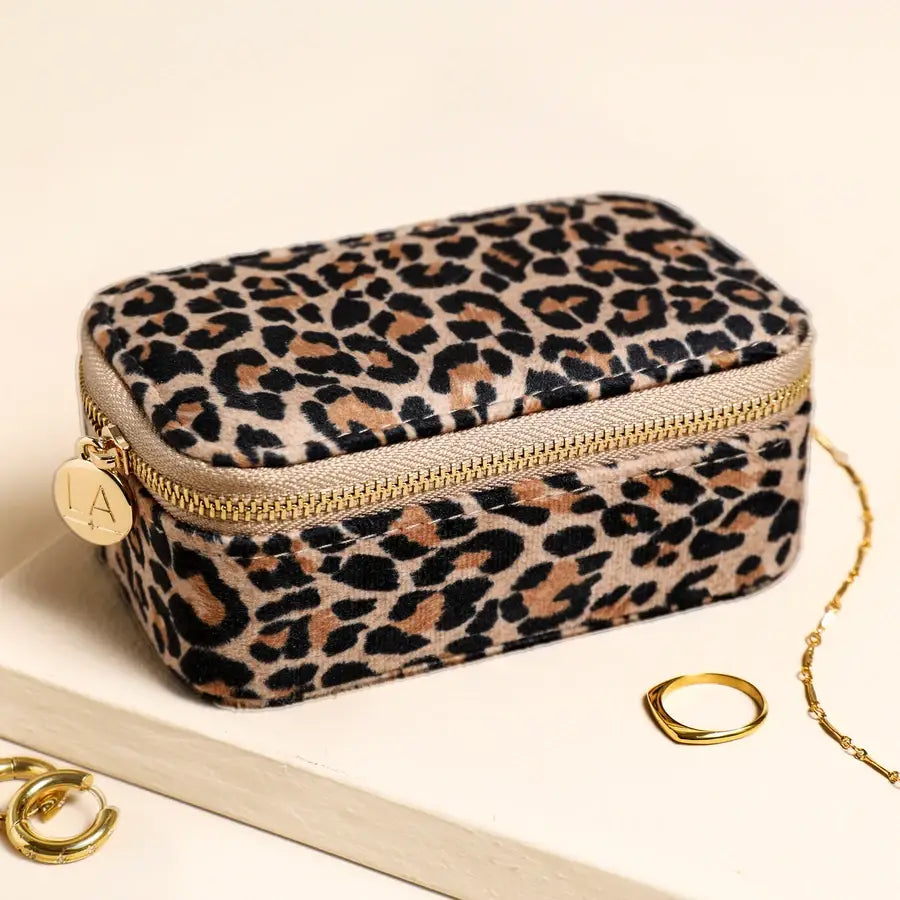 Leopard Print Velvet Jewelry Case