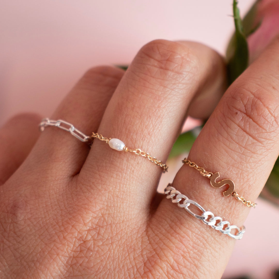 Bague chaîne de perles