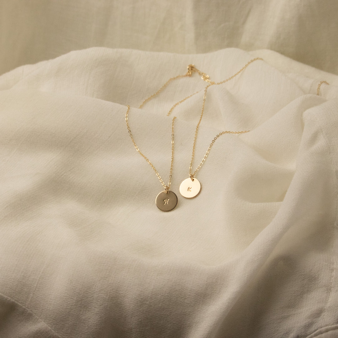 Initial Disc Necklace - Medium
