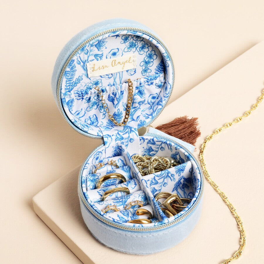 Willow Print Velvet Jewelry Case