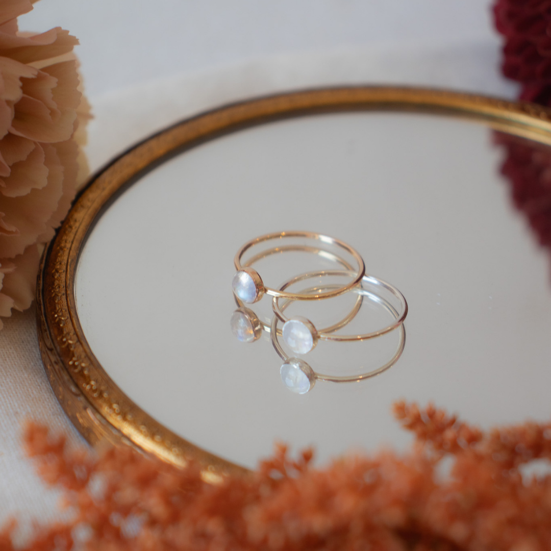 Anneau de pierre gemme de pierre de lune