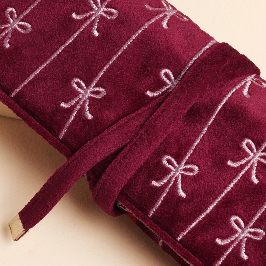 Bow Velvet Jewelry Roll