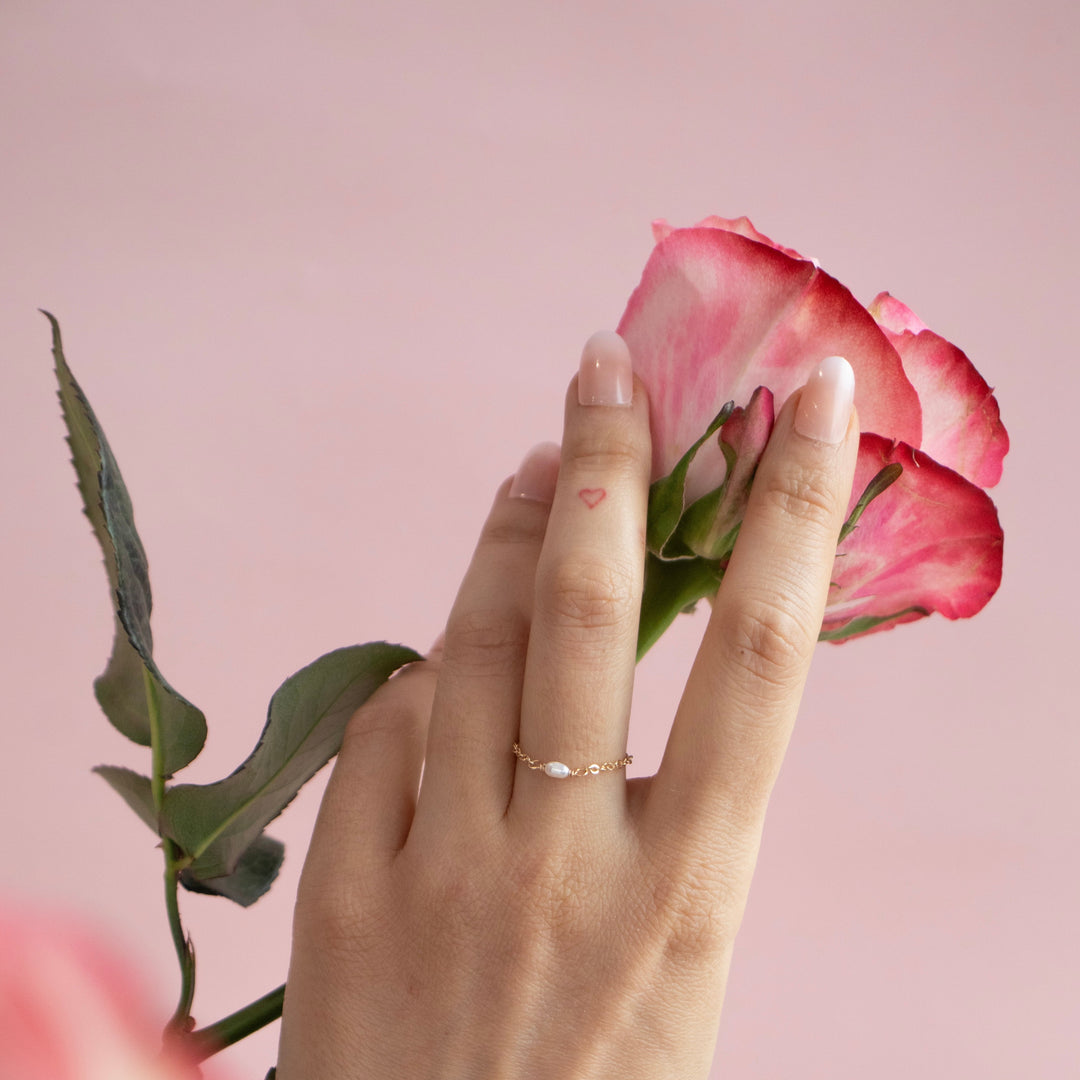 Bague chaîne de perles