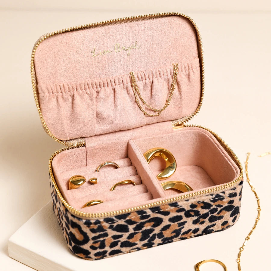 Leopard Print Velvet Jewelry Case