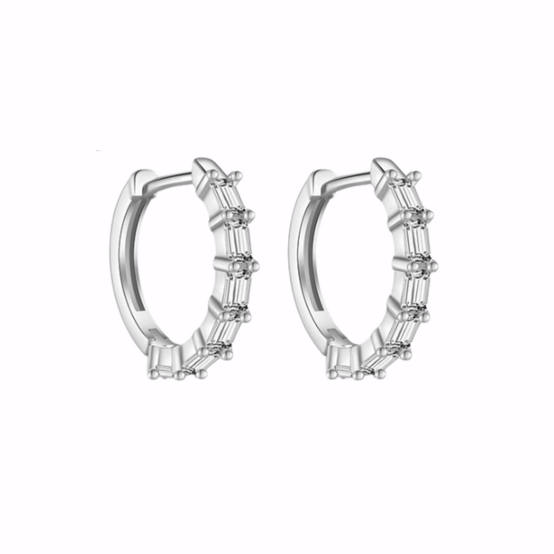 CZ Baguette Hoops
