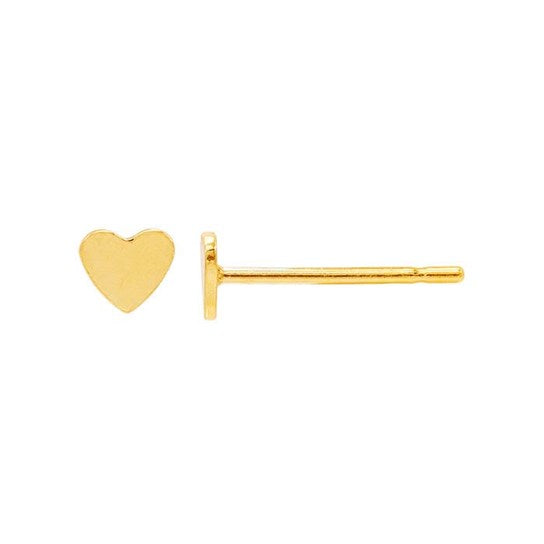 14K Solid Gold Heart Studs