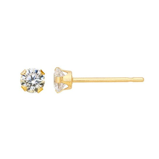 14K Solid Gold CZ Studs