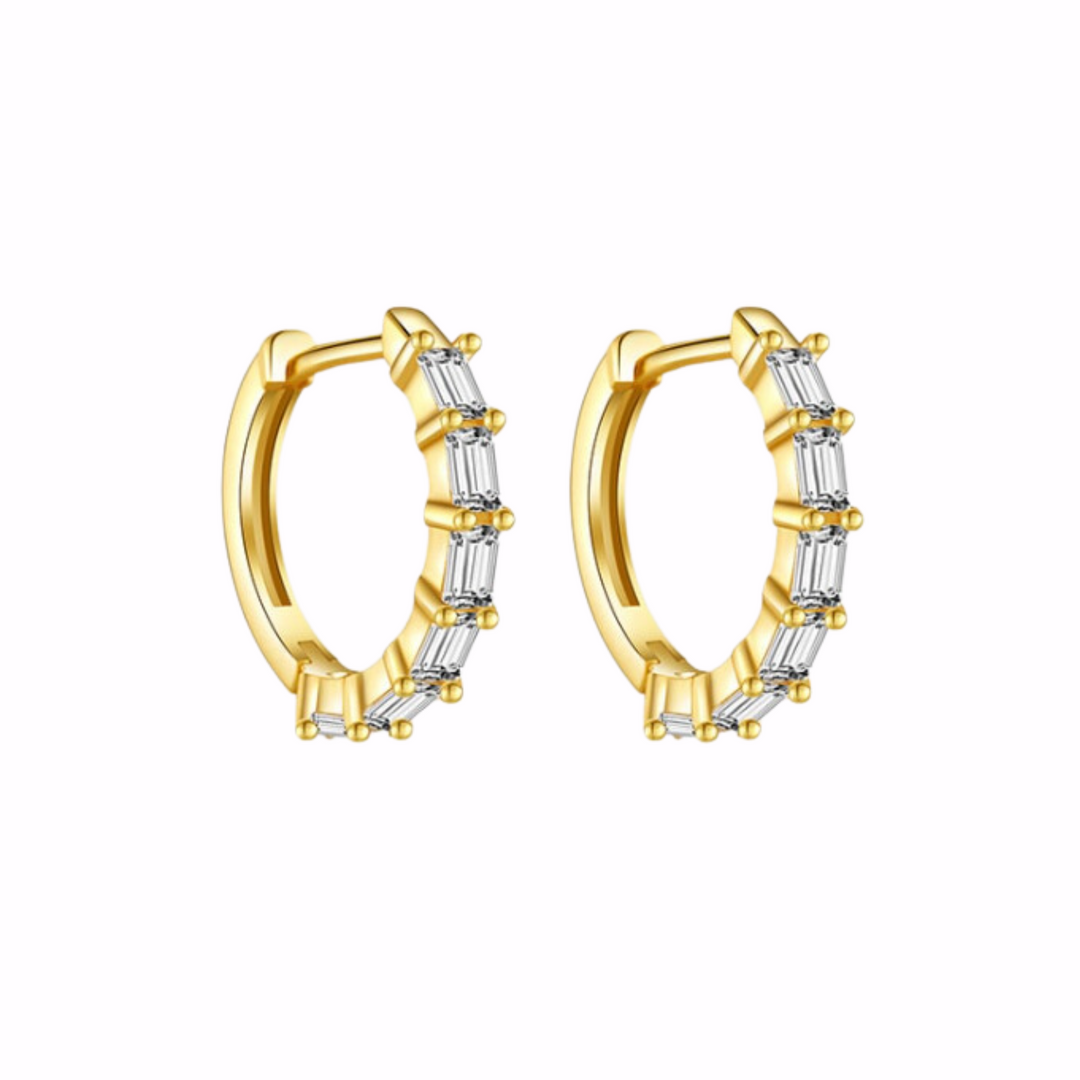 CZ Baguette Hoops