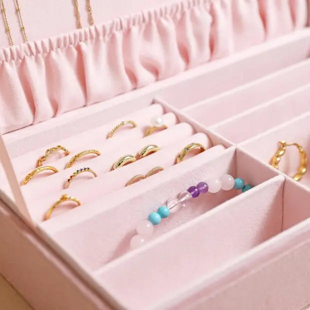 Velvet Large Pink Jewelry Case