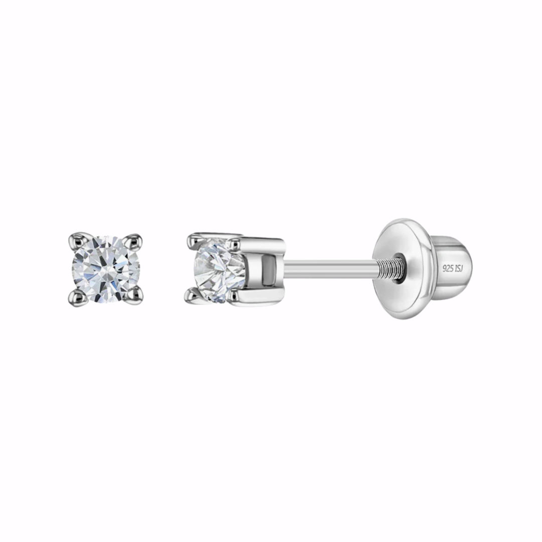CZ Solitaire Baby/Toddler Earrings