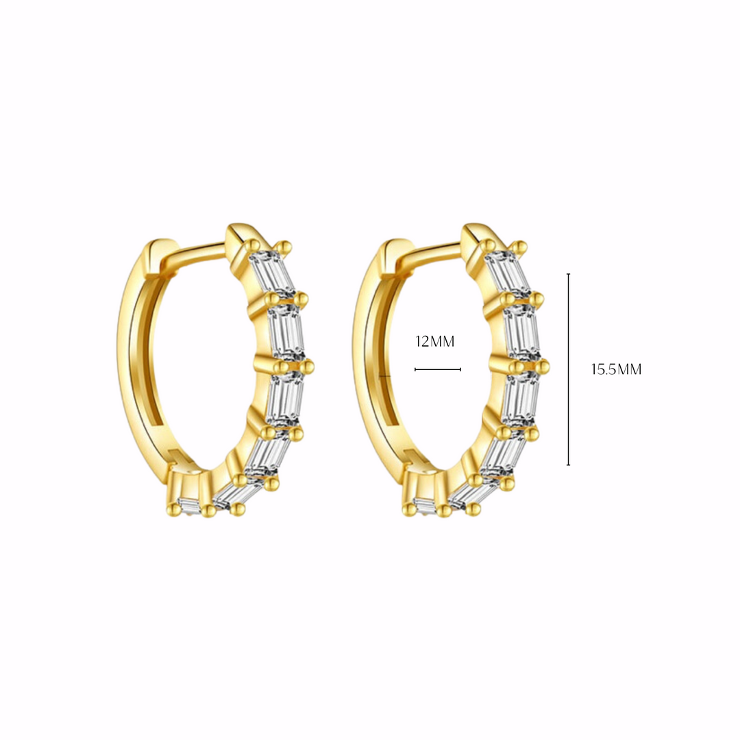 CZ Baguette Hoops