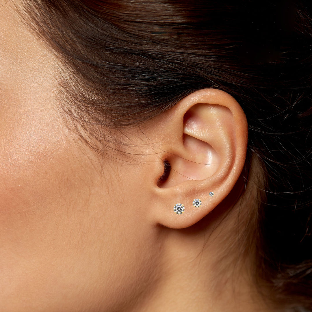 14K Solid Gold CZ Studs