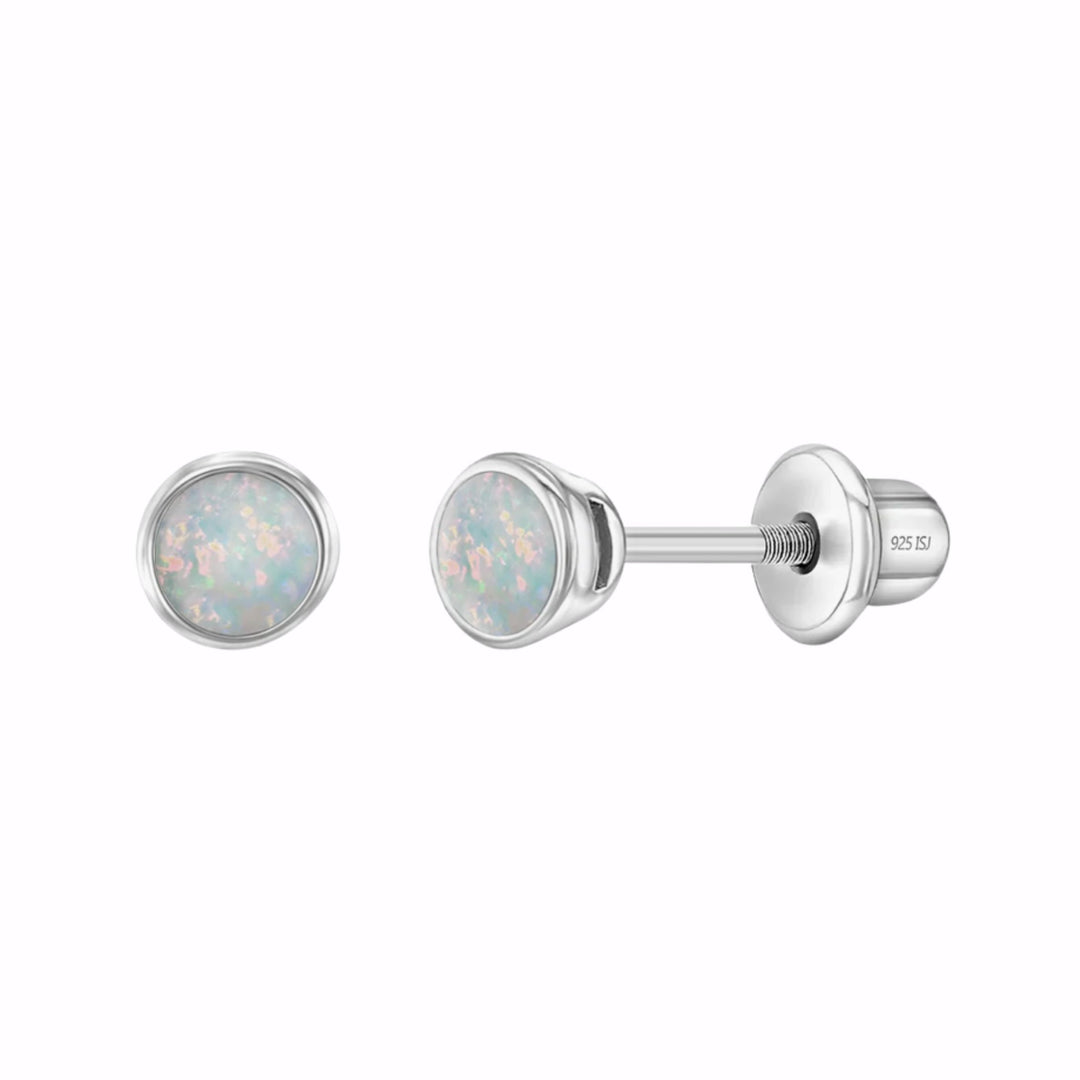 Sterling Silver Opal Baby/Toddler Earrings
