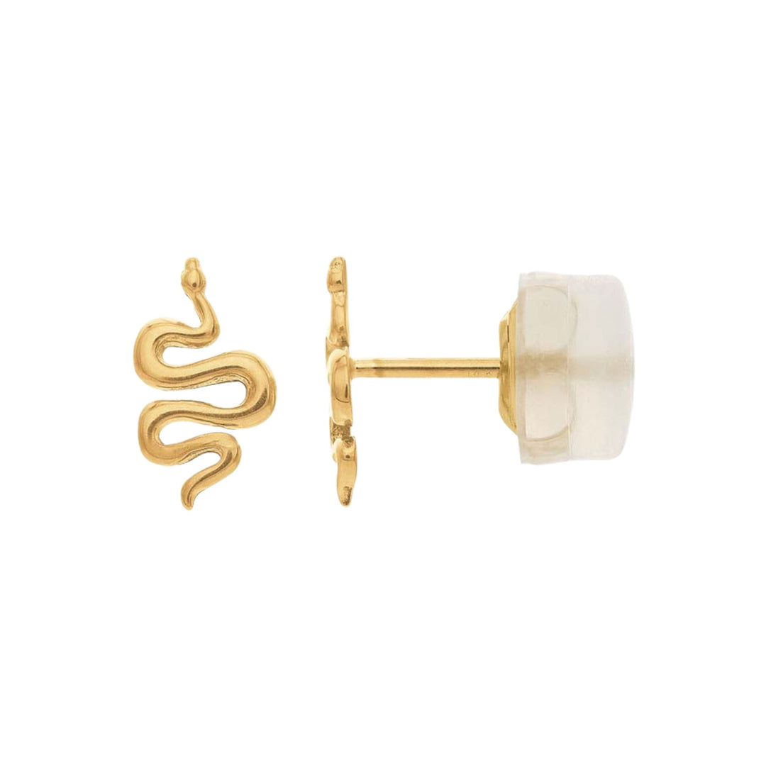 Clous d'oreilles serpent en or massif 14 carats (dos papillon)