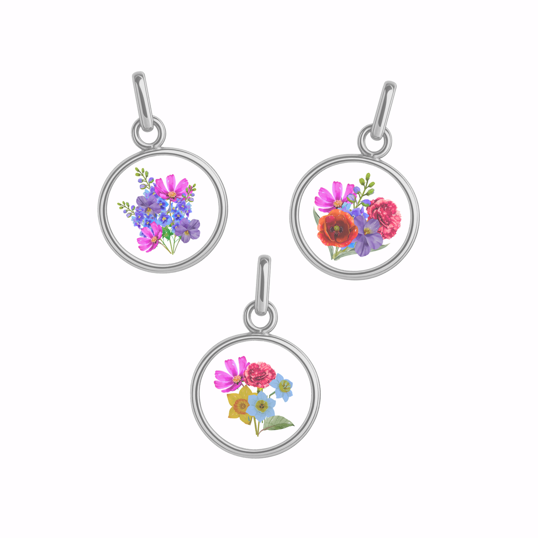 Family Birth Flower Bouquet Pendant