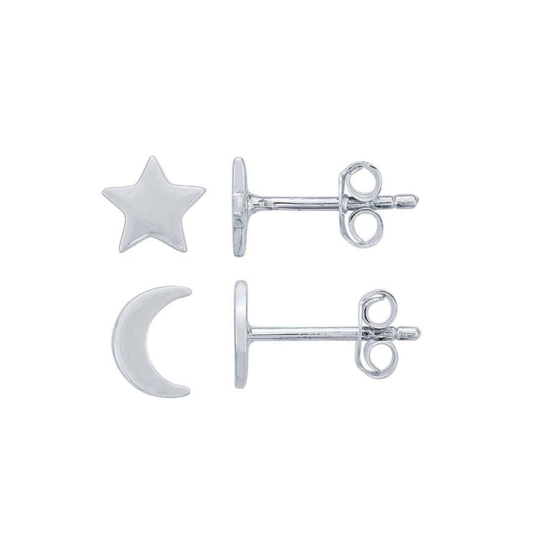 Moon & Star Earring Set Silver