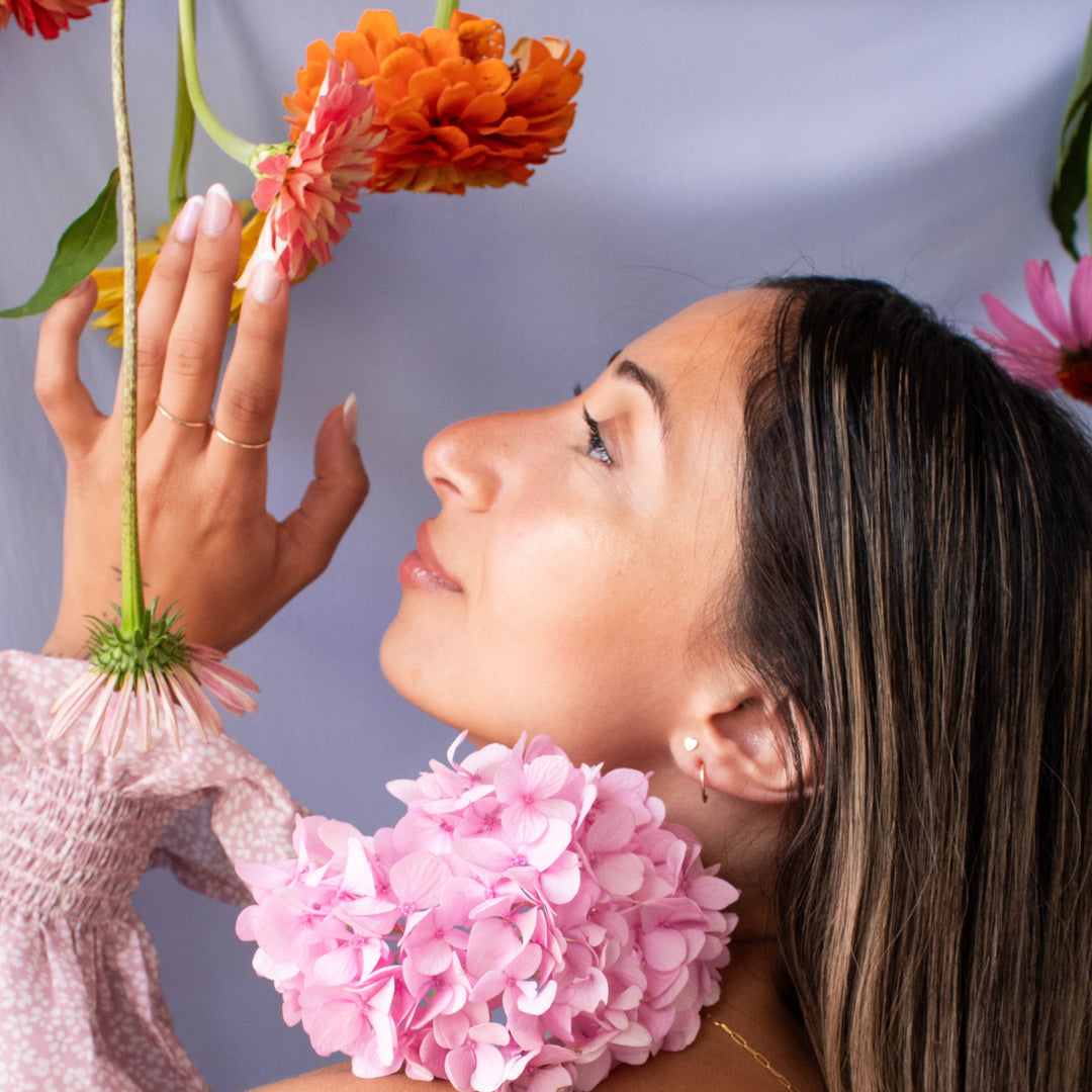 14K Solid Gold Heart Studs