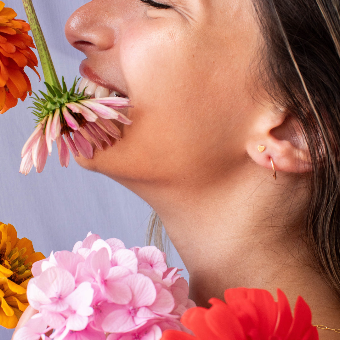 14K Solid Gold Heart Studs