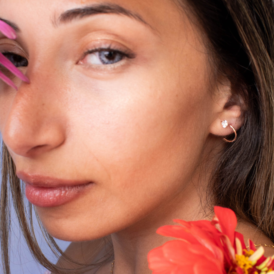 14K Solid Gold CZ Studs