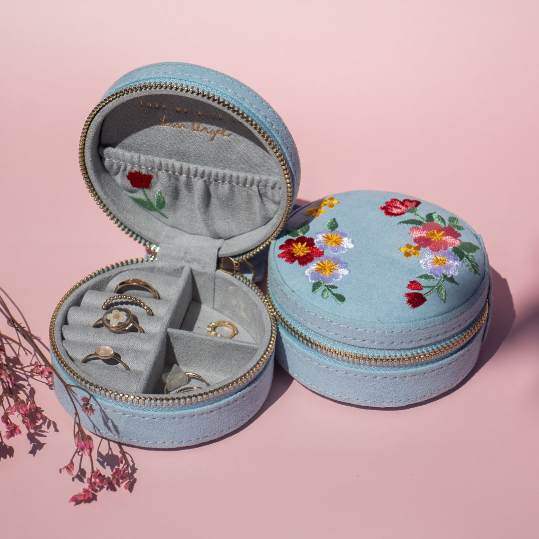 Floral Embroidered Jewelry Case