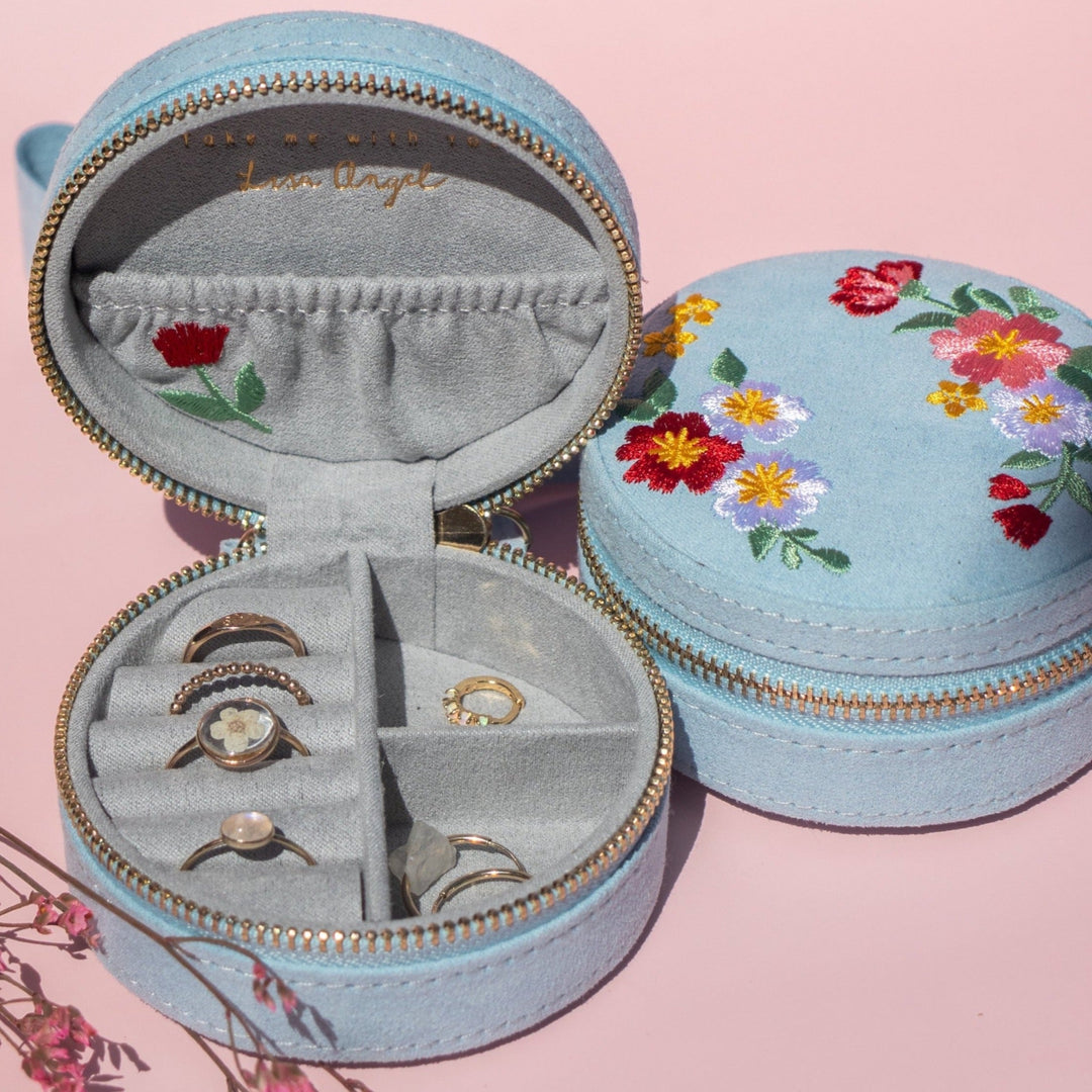 Floral Embroidered Jewelry Case
