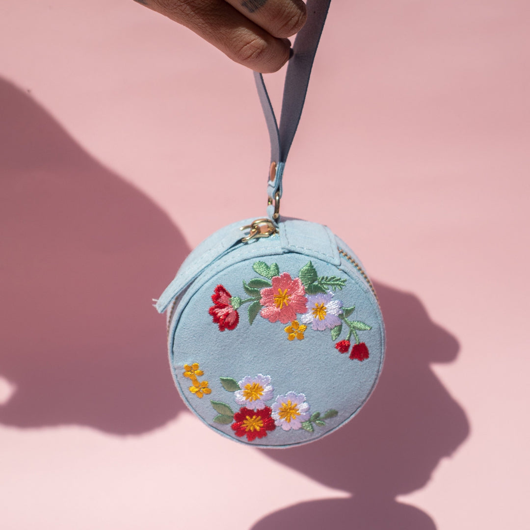 Floral Embroidered Jewelry Case