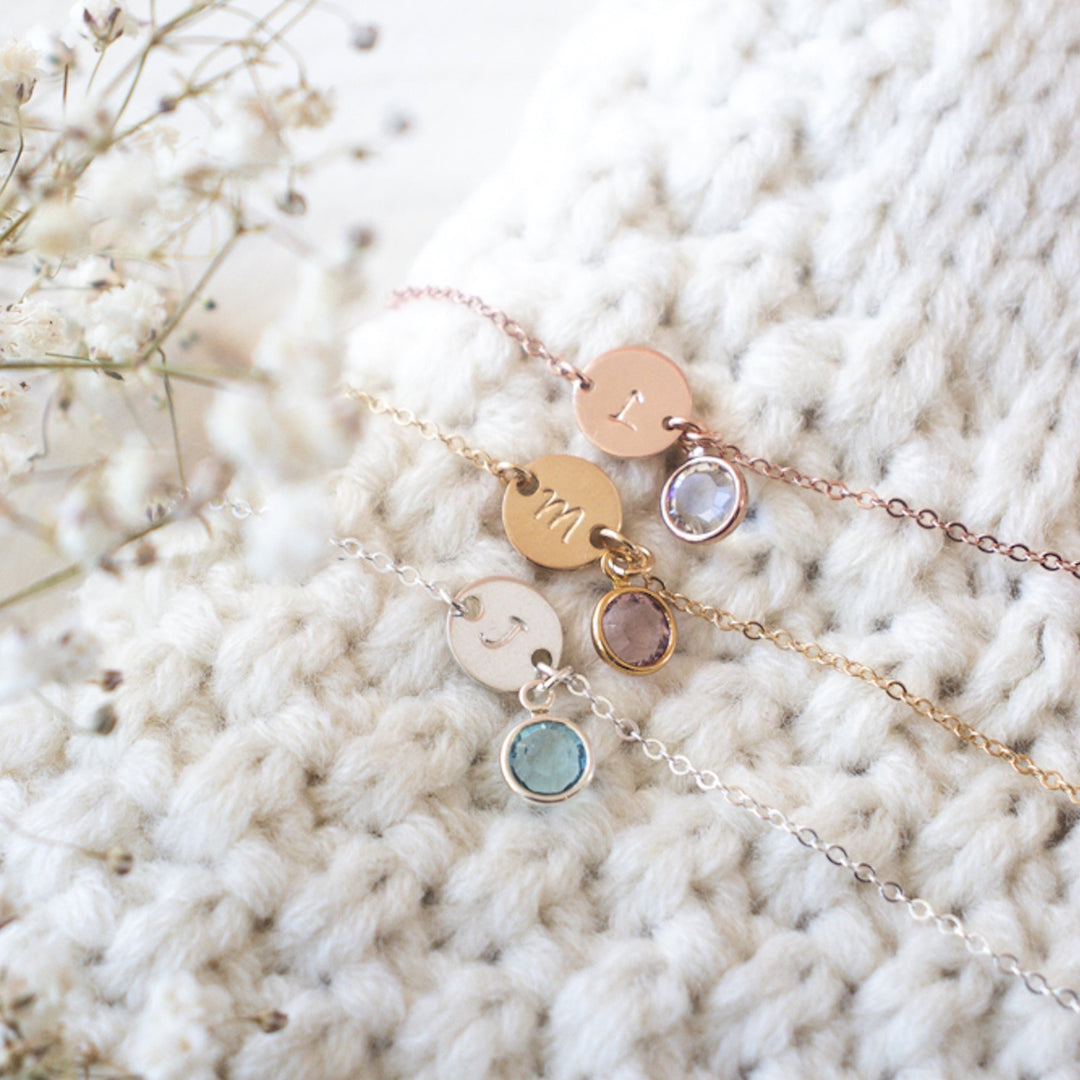Birthstone and Initial Bracelet