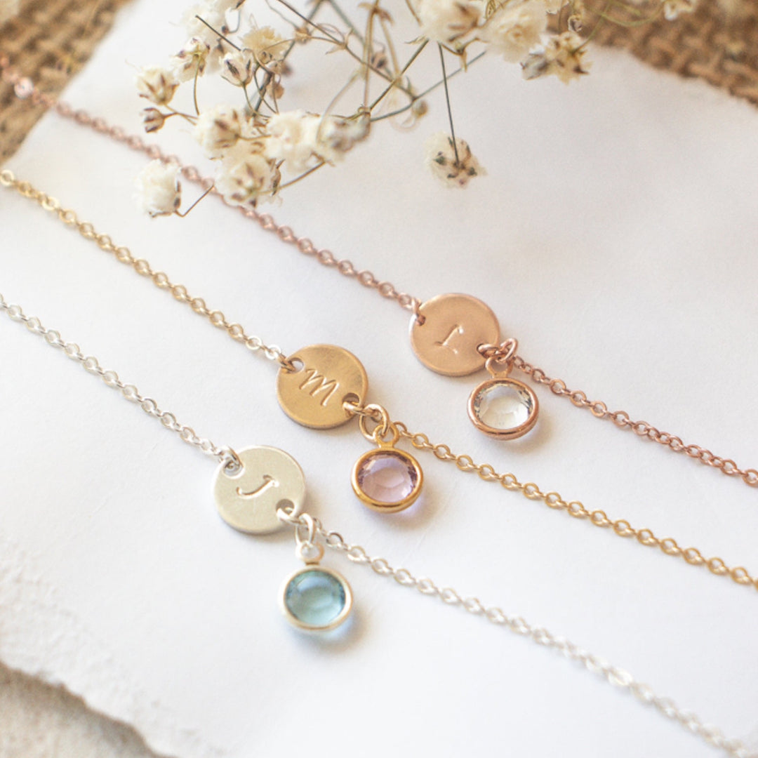 Birthstone and Initial Bracelet