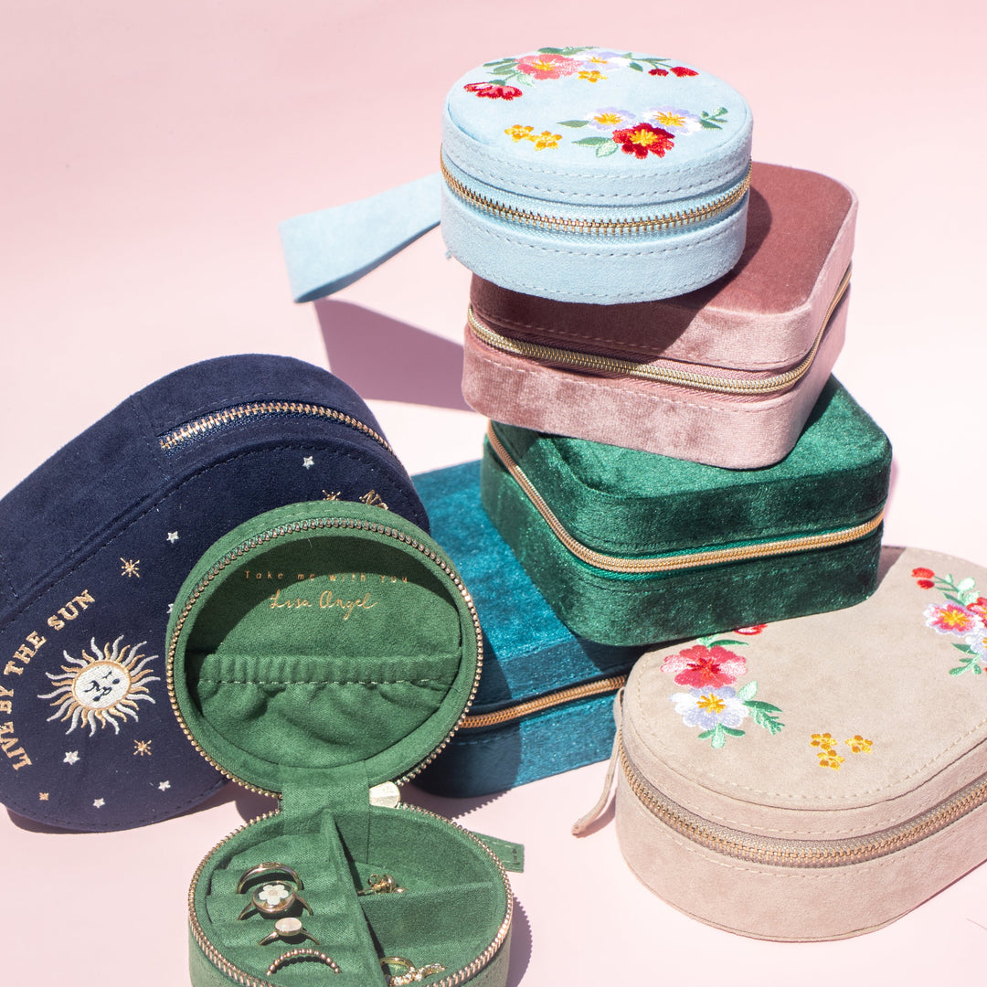 Floral Embroidered Jewelry Case