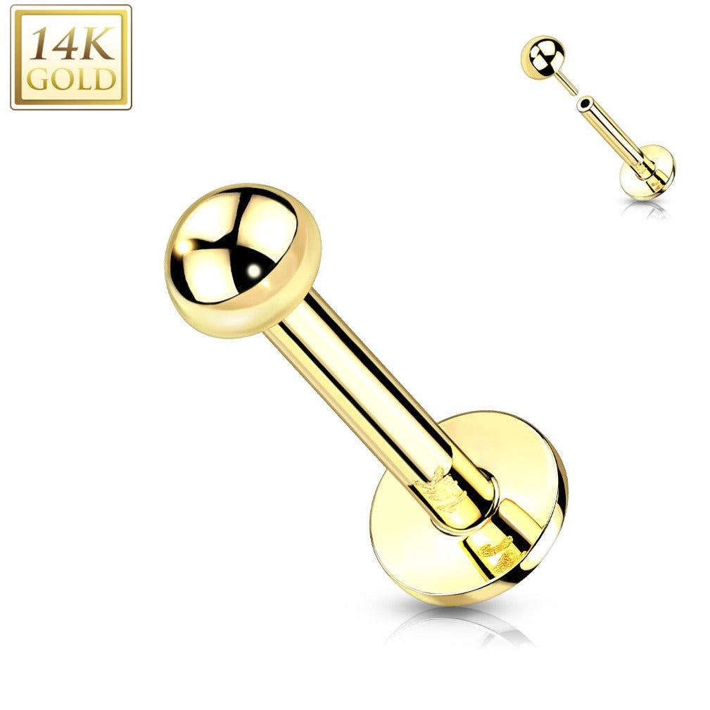 14K Gold Dome Flatback Stud