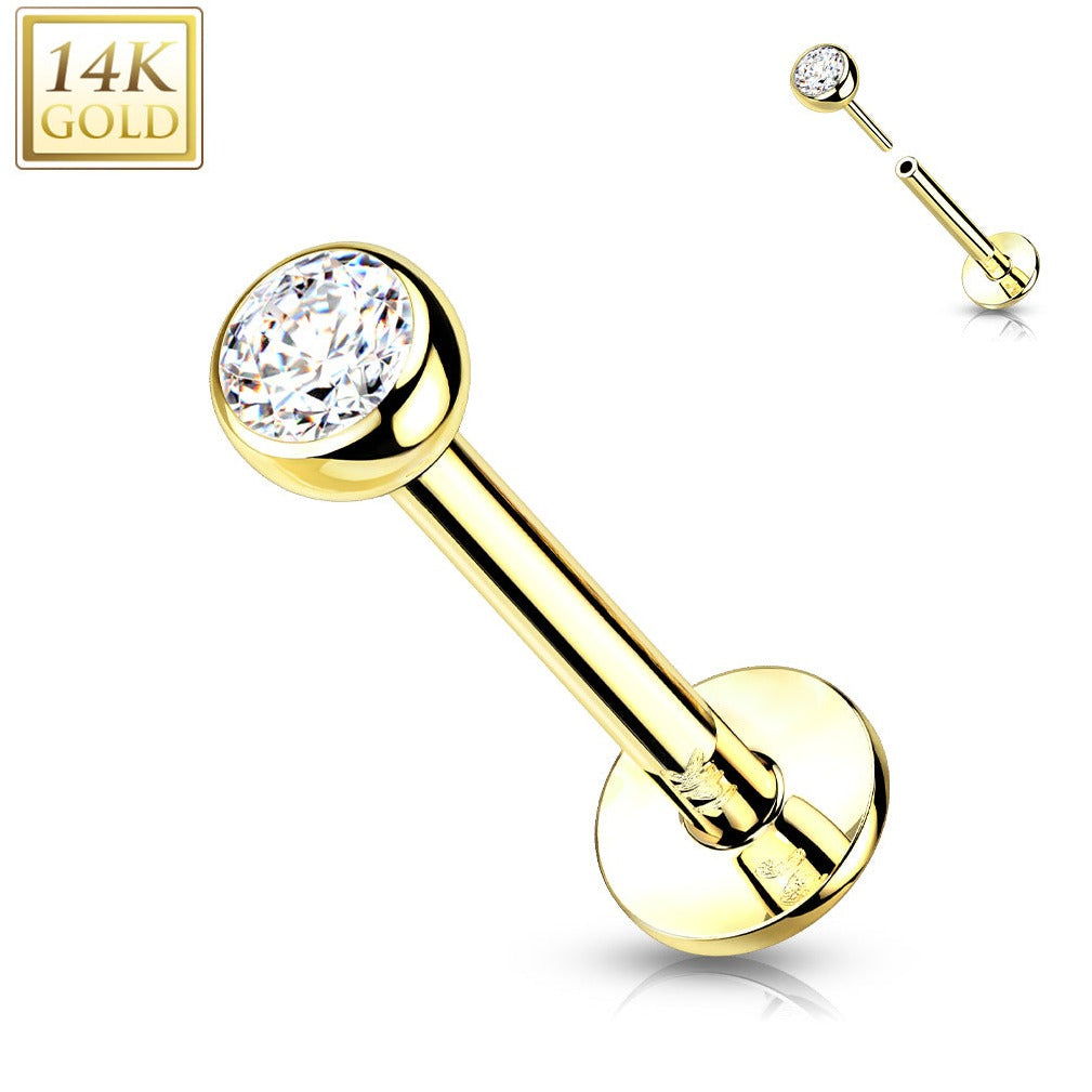 14K Gold CZ Flatback Stud