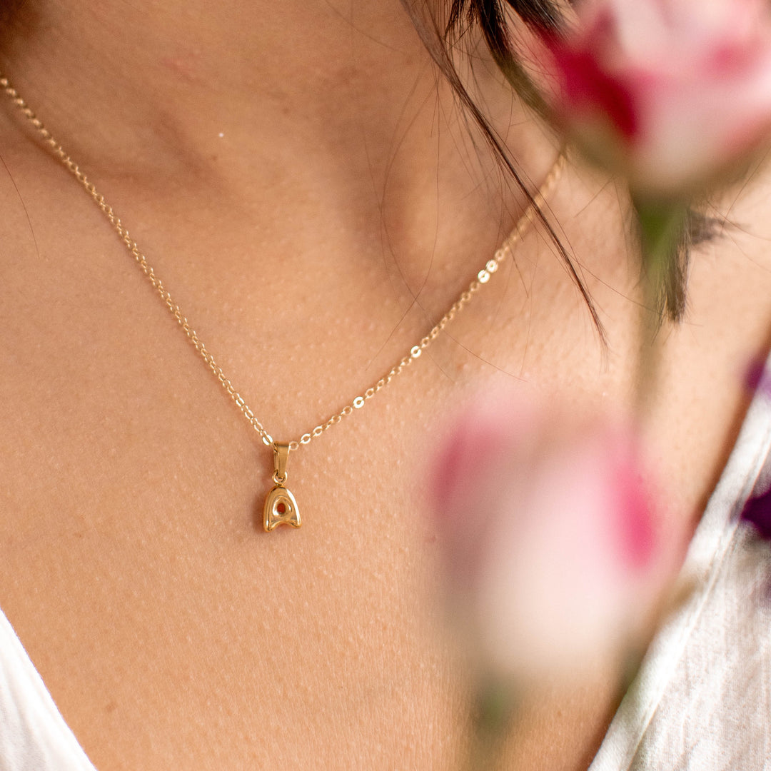 Bubble Initial Necklace - Gold