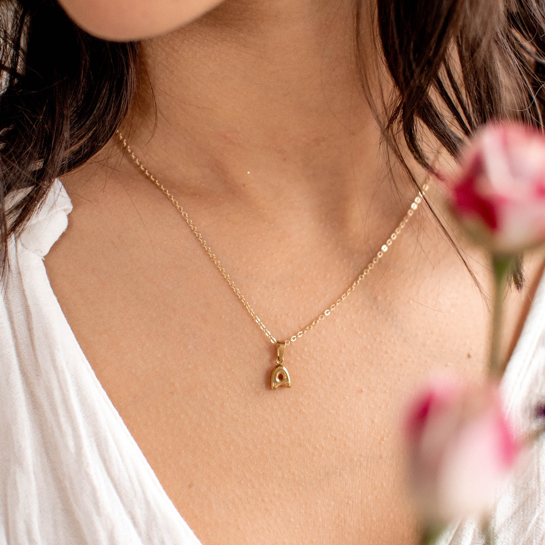 Bubble Initial Necklace - Gold