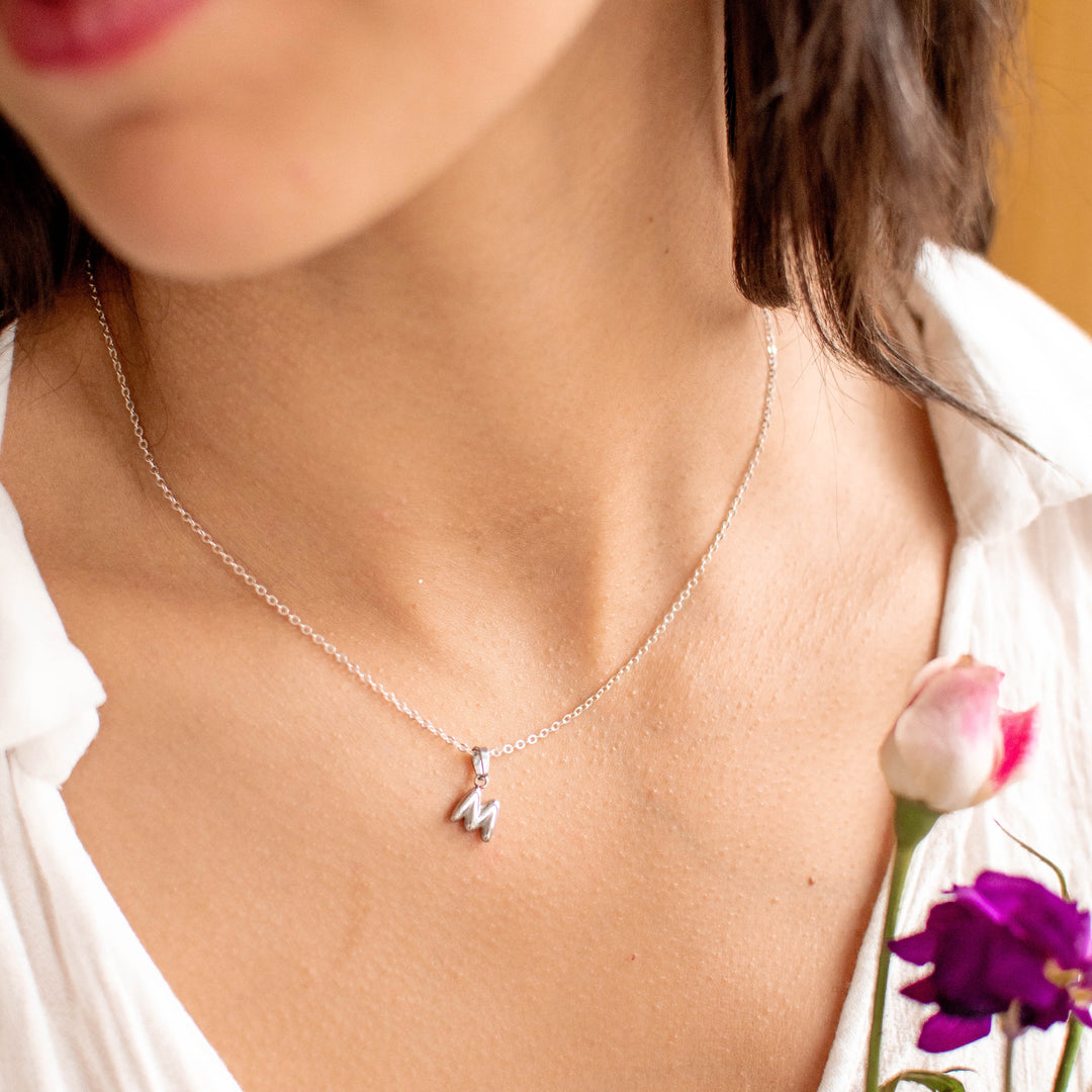 Bubble Initial Necklace - Silver