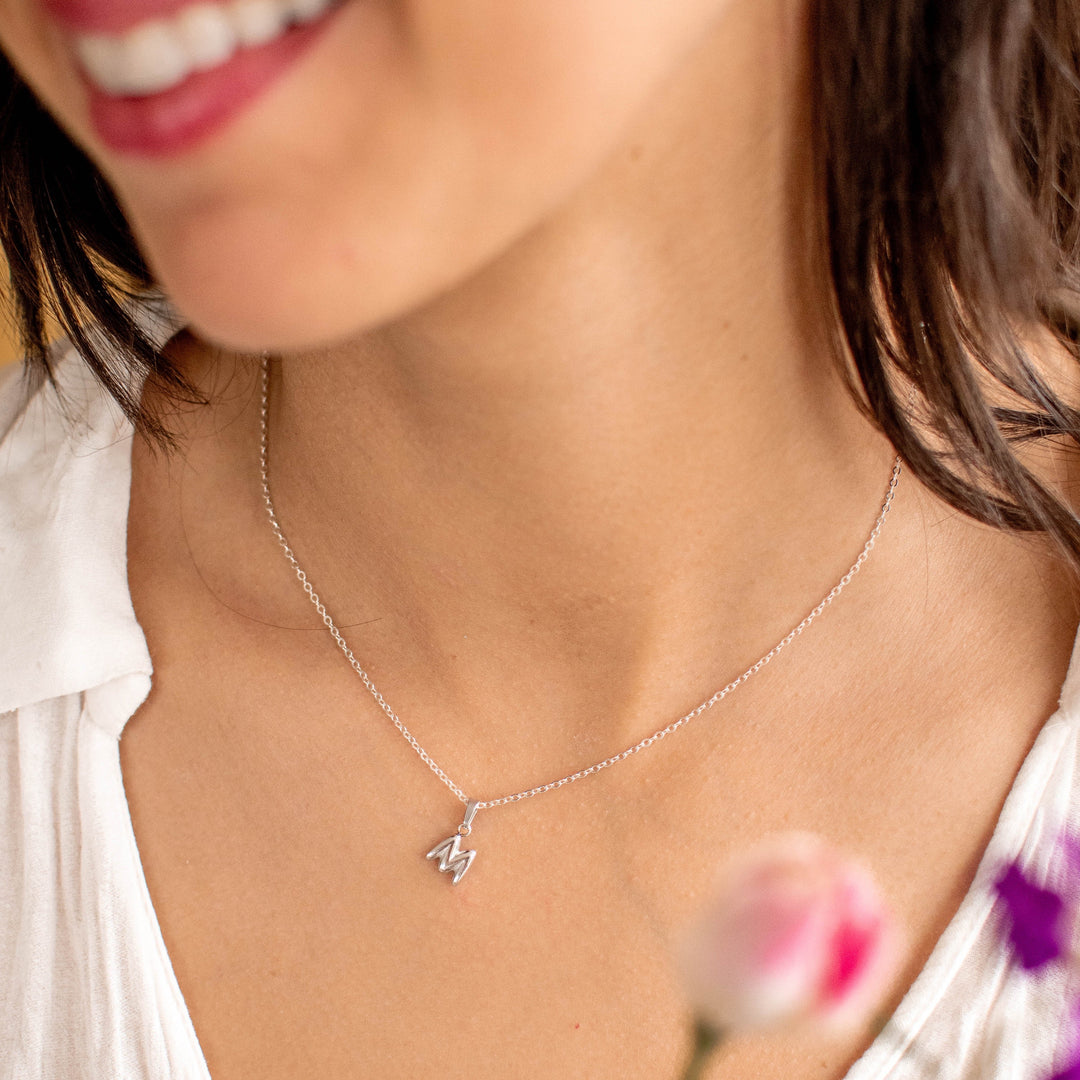 Bubble Initial Necklace - Silver