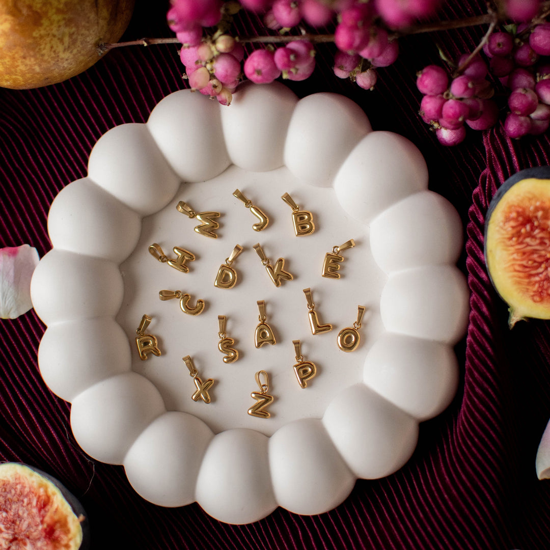 Bubble Initial Necklace - Gold