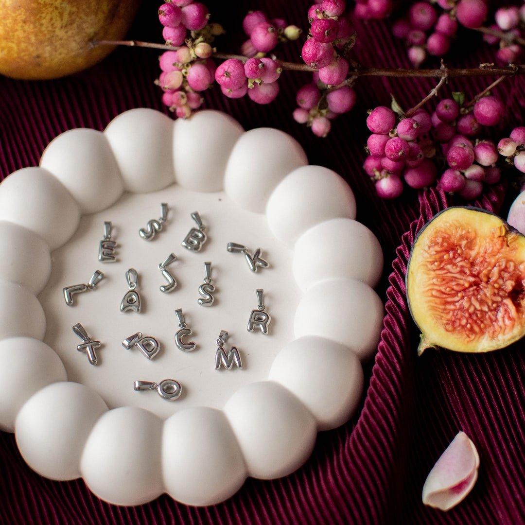 Bubble Initial Necklace - Silver