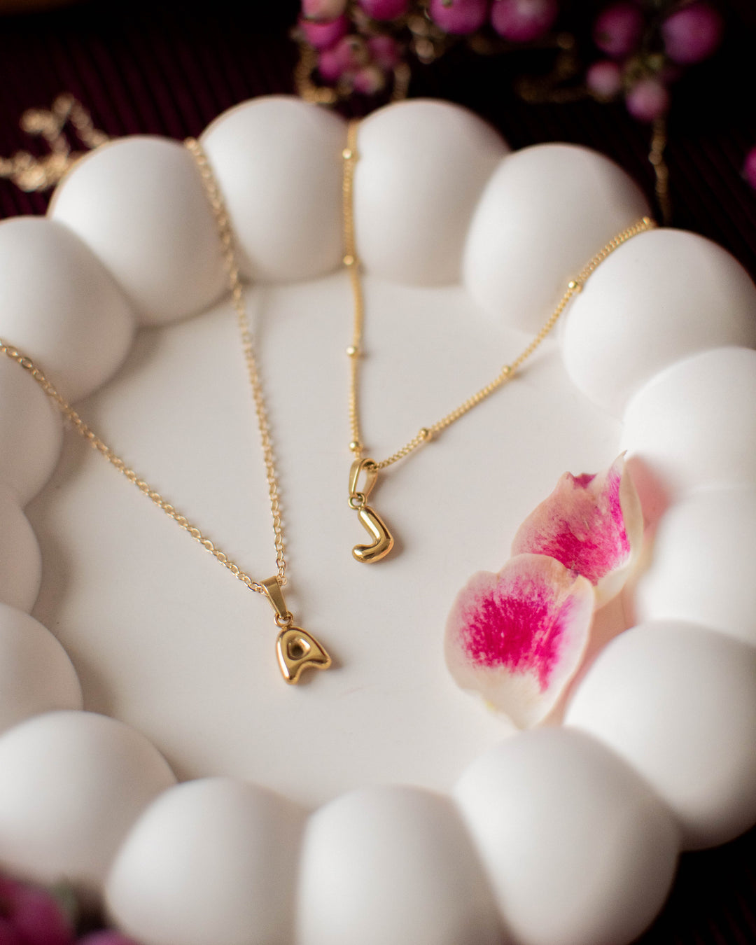Bubble Initial Necklace - Gold