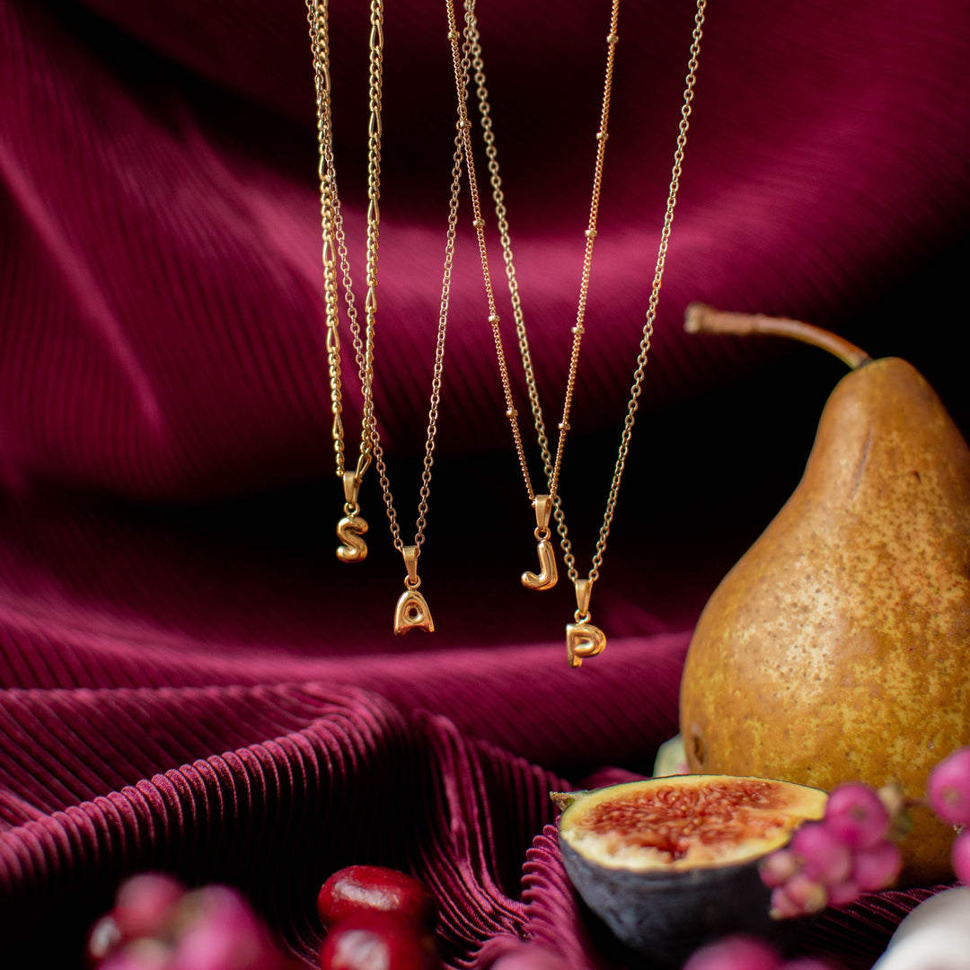 Bubble Initial Necklace - Gold