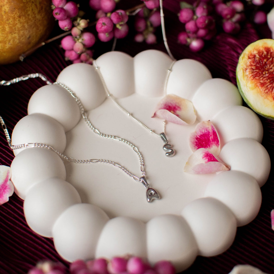 Bubble Initial Necklace - Silver