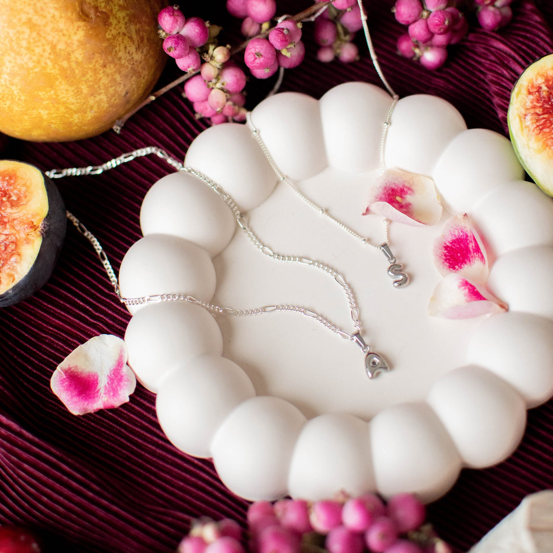 Bubble Initial Necklace - Silver