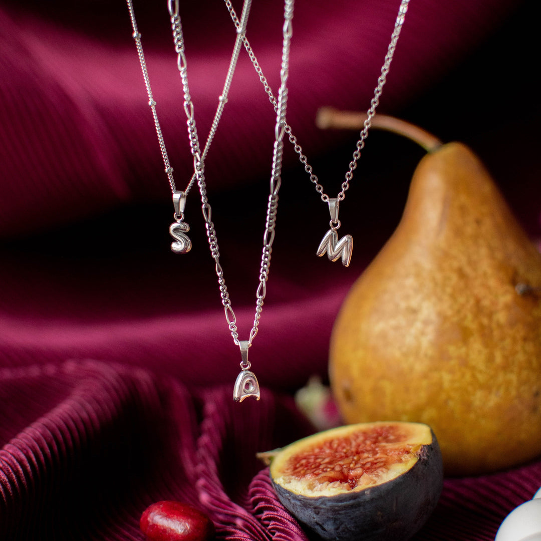 Bubble Initial Necklace - Silver