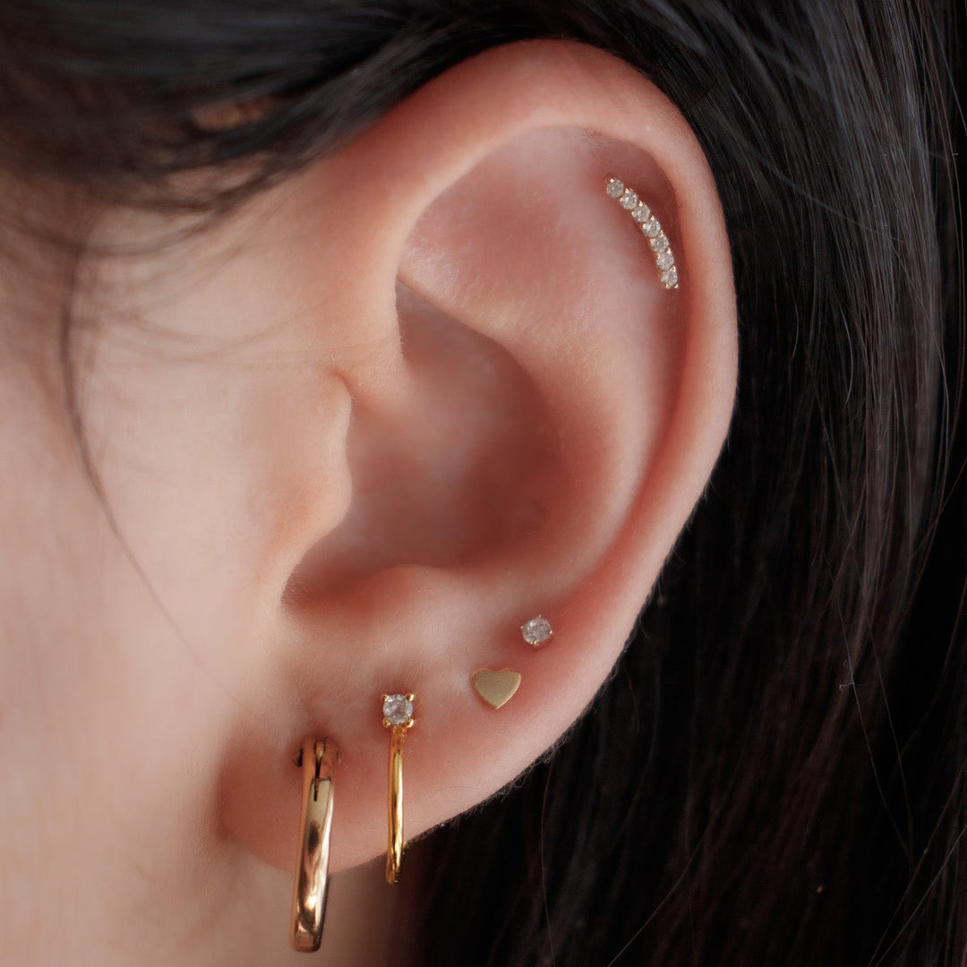 Clous d'oreilles en forme de cœur en or massif 14 carats (dos papillon)