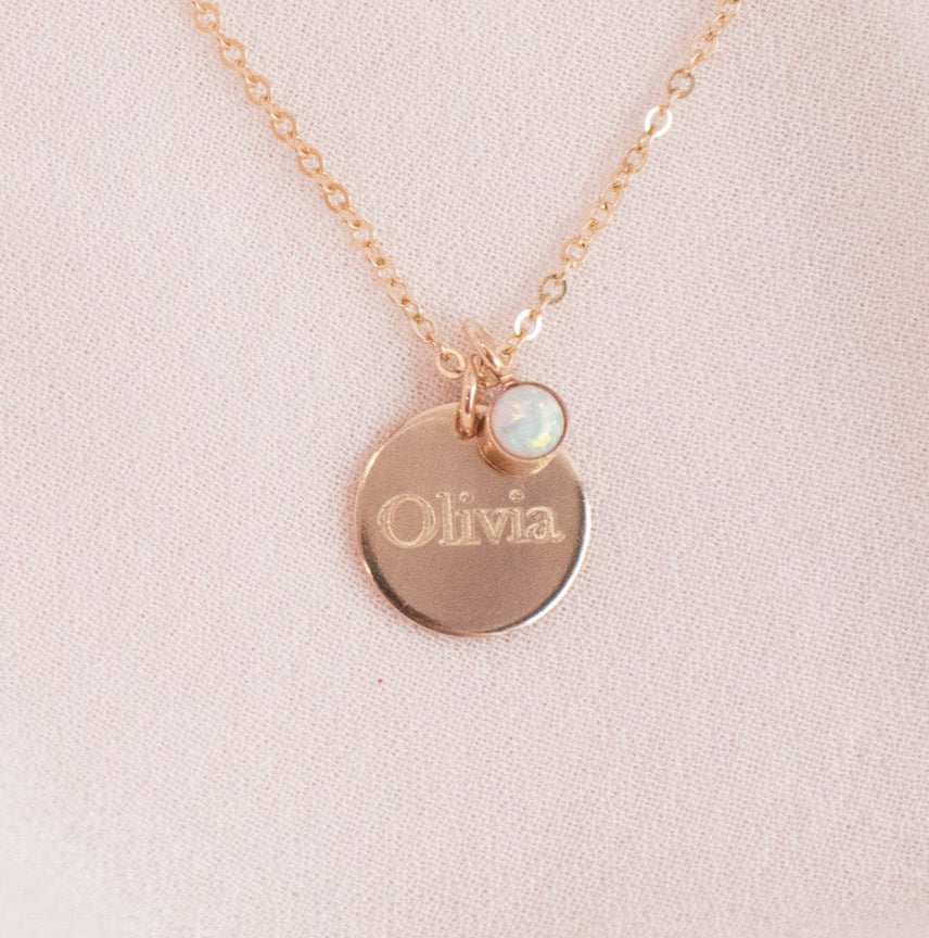 Collier avec nom et pierre de naissance - Moyen