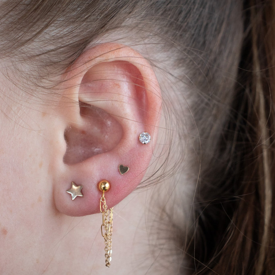 Moon & Star Earring Set 14K Gold