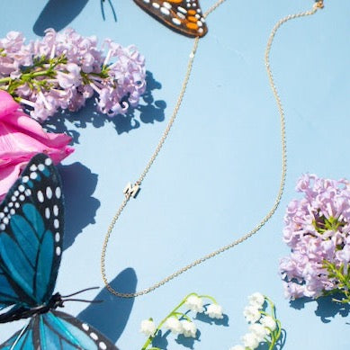 Gold Sideways Initial Necklace