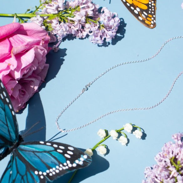 Silver Sideways Initial Necklace