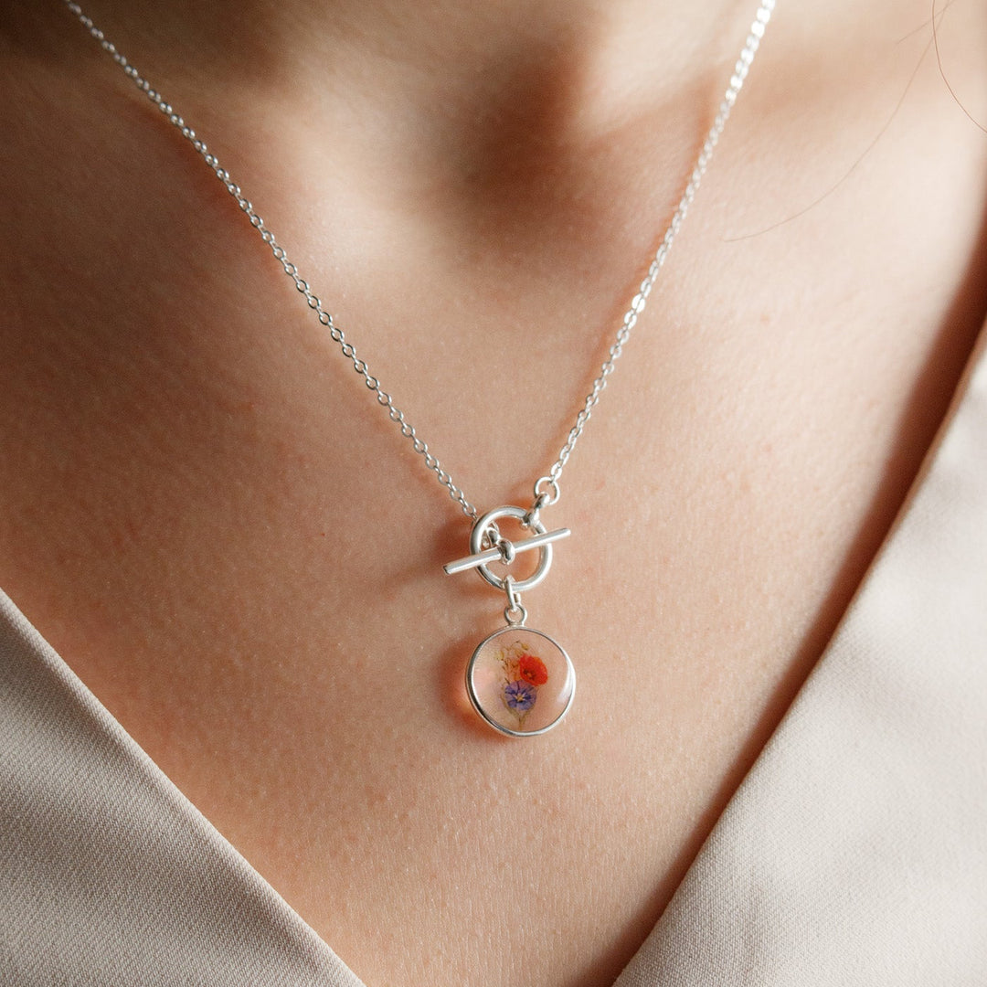Family Birth Flower Bouquet Toggle Necklace