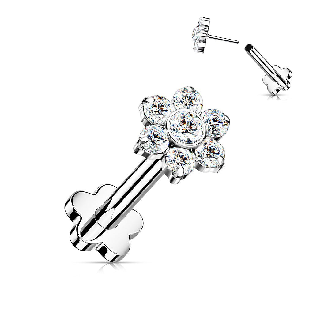 CZ Flower Flatback Stud