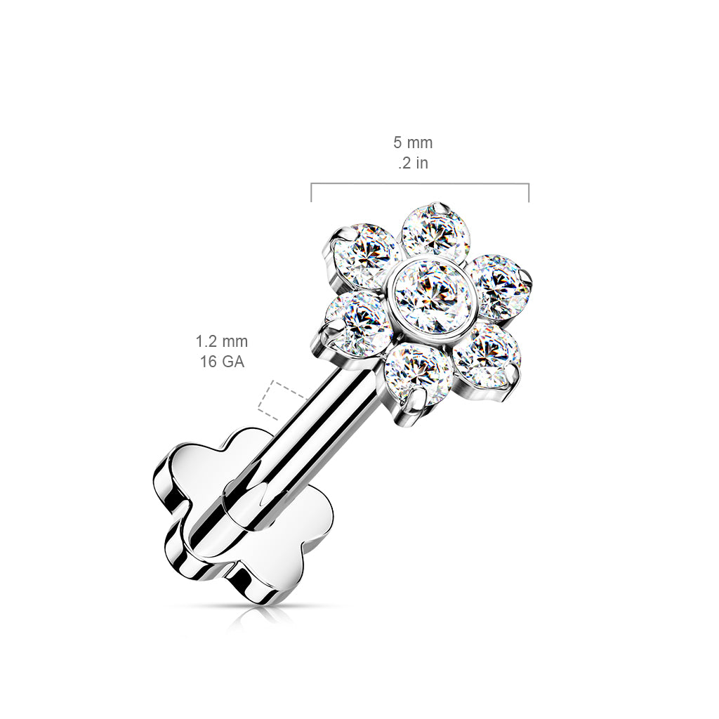 CZ Flower Flatback Stud